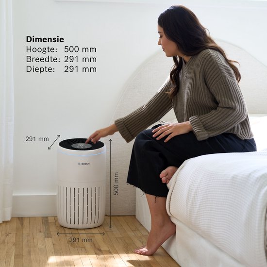Bosch Air 2000 Luchtreiniger tot 37,5 m² - Verwijdert efficiënt het Vuil met HEPA Filter, Smart Sensor, Stille Modus - voor Allergische Mensen