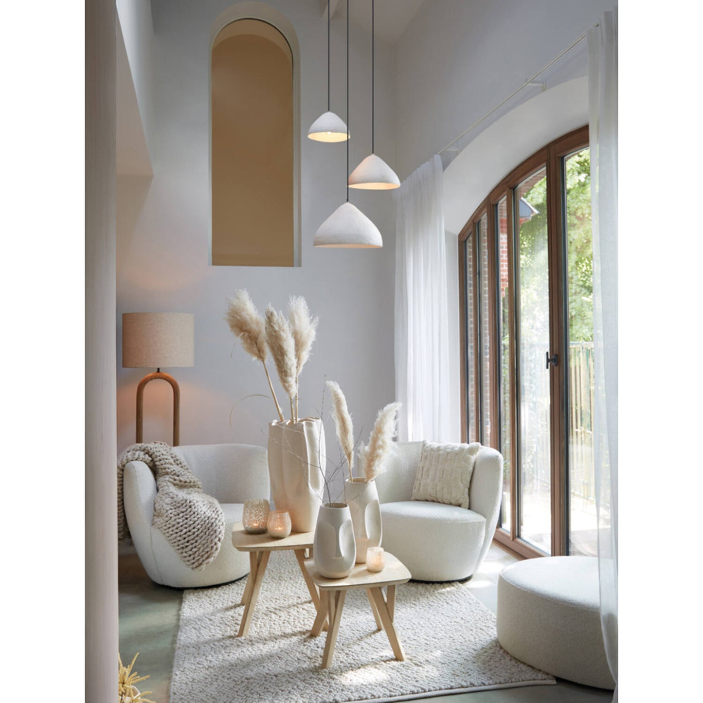 Light & Living ELIMO Hanglamp Ø32x20 cm – Mat Crème/Wit – Modern Metaal – E27