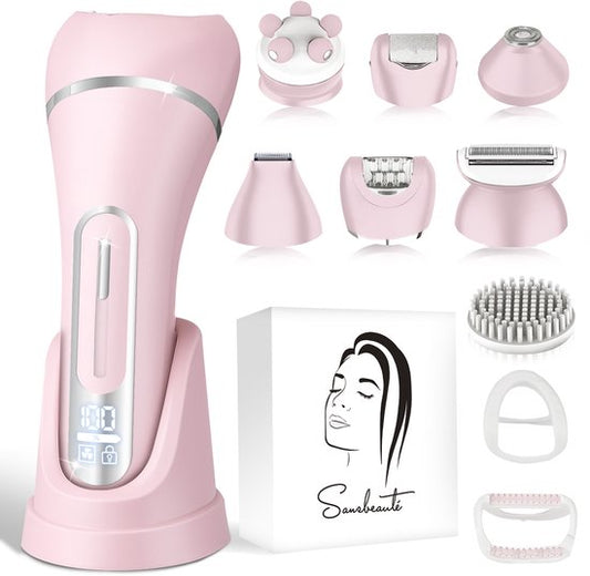 Sansbeauté® 7 in 1 Ladyshave voor Vrouwen - Gezicht - Oksels - Benen - Epilator - Trimmer voor Vrouwen & Dames - Bikinitrimmer Dames - Scheerapparaat Vrouw
