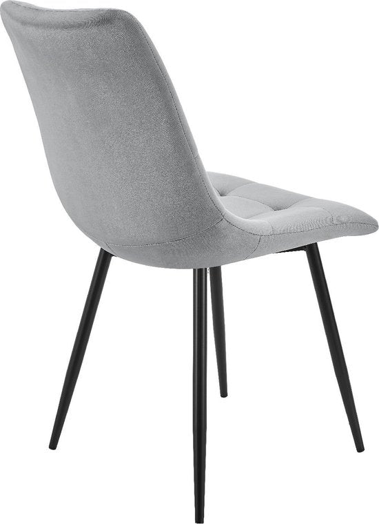 Stalen Eetkamerstoelen Blanca - Set van 2 - Lichtgrijs - Fluweel