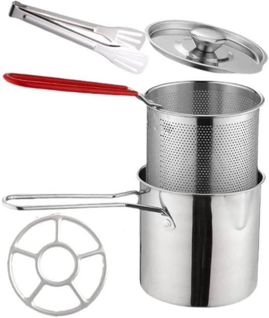 Ceruzo Mini Frituurpan – 1.2L – RVS – Met Mandje – Voor Gasfornuis