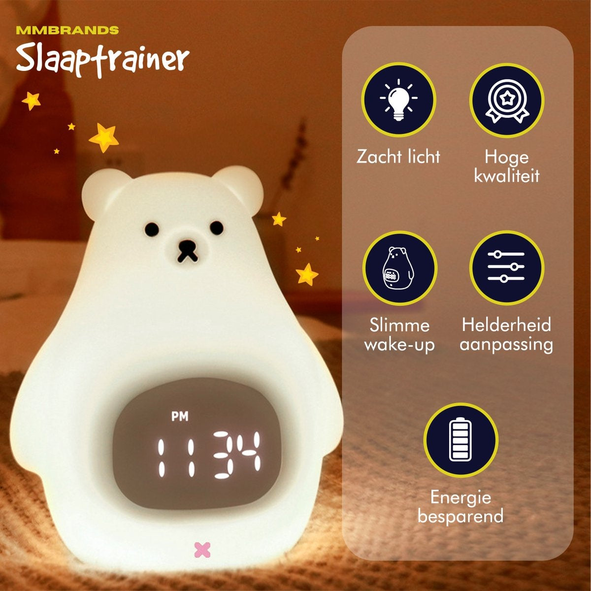 MM Brands Slaaptrainer - Kinderwekker met 7 verschillende lichtkleuren