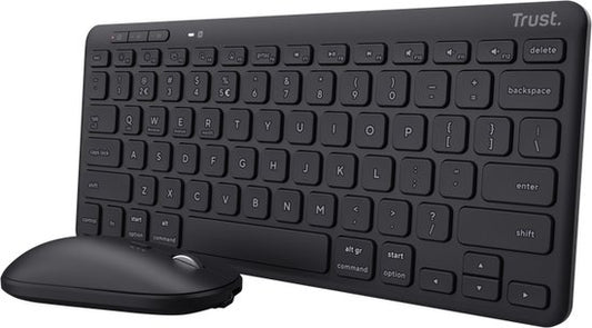 Trust Lyra - Draadloos Toetsenbord en Muis - Multi connect - Oplaadbaar - Azerty BE - Zwart