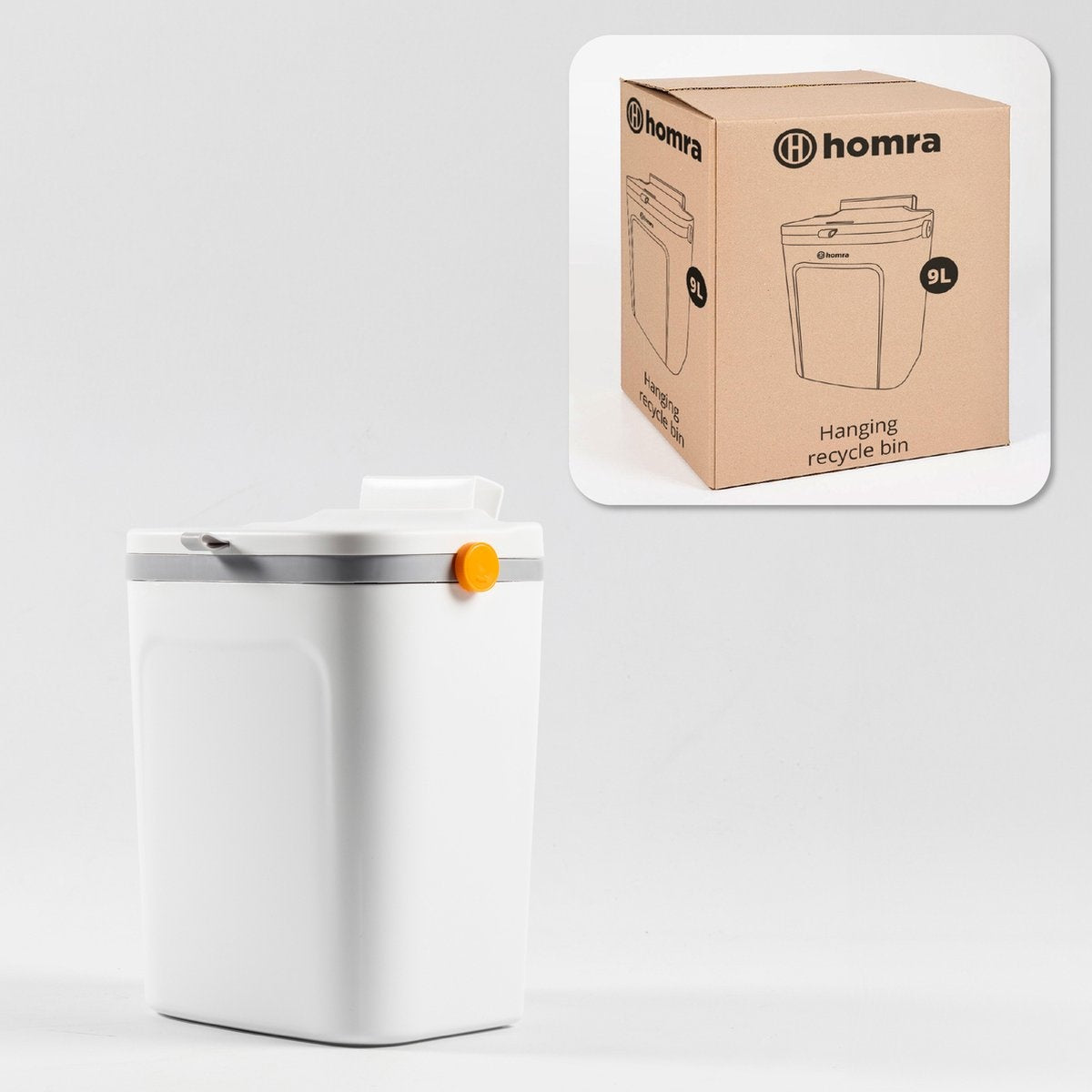 Homra GFT Afvalbakje 9L - Aanrecht Afvalbakje met Deksel - Ophang Prullenbak met Losse Binnenemmer - Compostbakje 9 Liter voor Groenten en Fruit - Mini - Wit - Makkelijk op te hangen