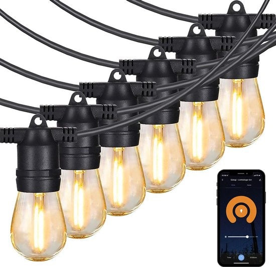 Gologi Lichtsnoer – Smart LED Verlichting met App – Waterdicht – 5 m – Warm Wit – Zwart