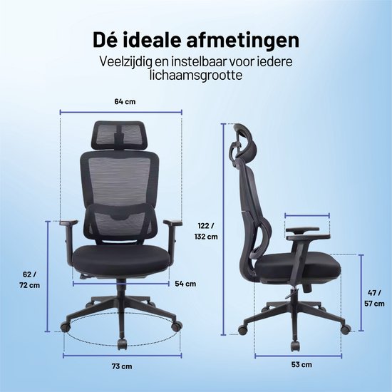 GAME HERO® Ergo G1 Ergonomische Bureaustoel - Bureaustoel voor Volwassenen - 150KG - Zwart