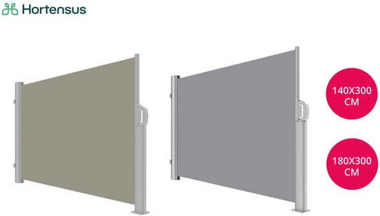 Hortensus - Uitschuifbaar windscherm in antraciet of beige van Hortensus - 180 x 300 cm - Beige