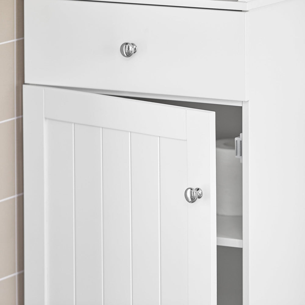 SoBuy BZR17-W Hoge Badkamerkast  - Lade, Deur & Planken - Wit - 40x150x33 cm