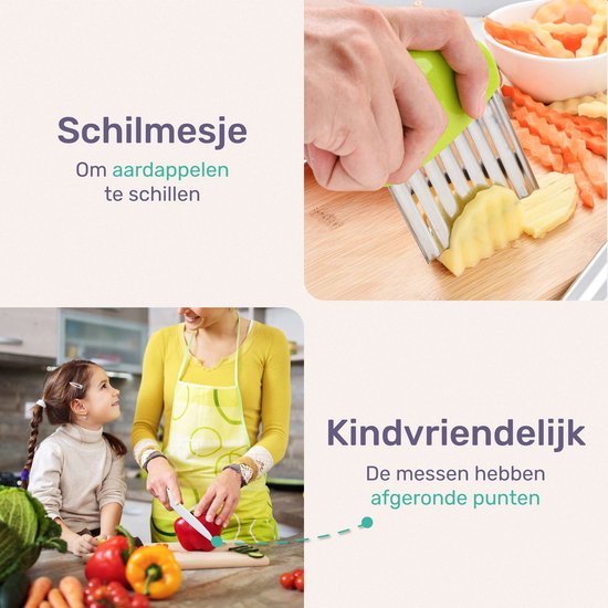 Qwali XL Kindermessen Set - Veilig - Inc. snijplank - Kinder - bestek - Messen - Kind