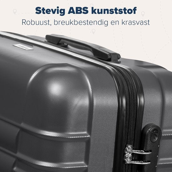 TRVLMORE Kofferset - 3 Delig - Complete Set - 38L Handbagage + 70L en 110L Ruimbagage - Donkergrijs