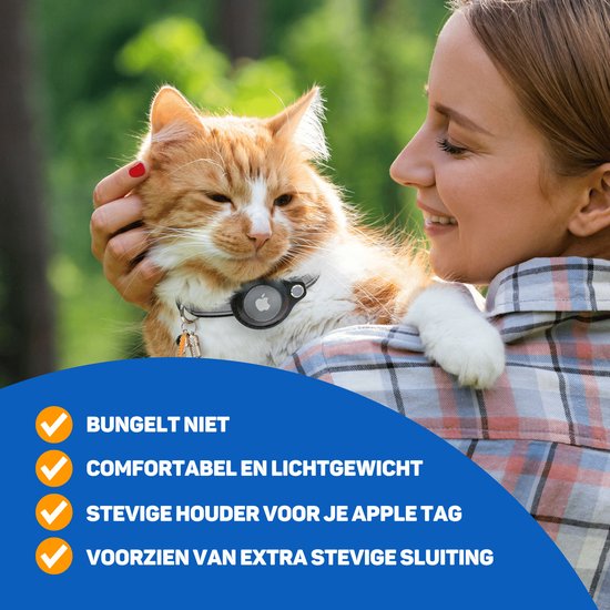 Vulpes Goods® Huisdieren - Kattenhalsband geschikt voor Apple AirTag - Apple Airtag Kattenband Pro - Veilig, lichtgewicht, reflecterend & comfortabel - Anti-kras en Waterbestendig - Incl. 3 Accessoires - 23.5-30.5 CM - S