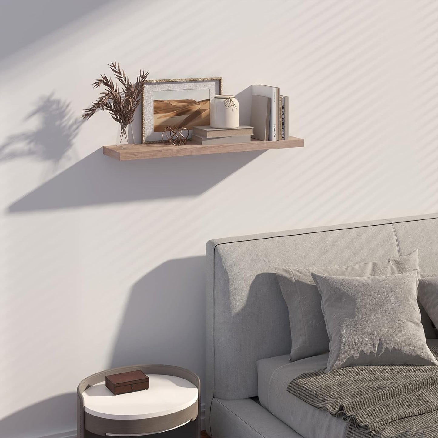 Eugad Wandplank 80 x 22,9 x 3,8 cm - Zwevende Boekenplank van Hout in Eikenlook - Retro Design