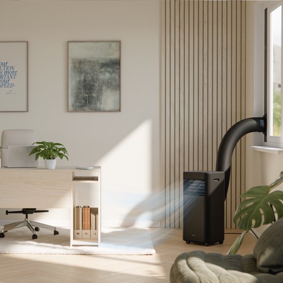 MOA Mobiele Airco - 9.000 BTU - 3-in-1 - Met Afstandbediening - Tot 30m² - Airconditioner met Ontvochtigingsfunctie - Raamafdichtingskit - Zwart