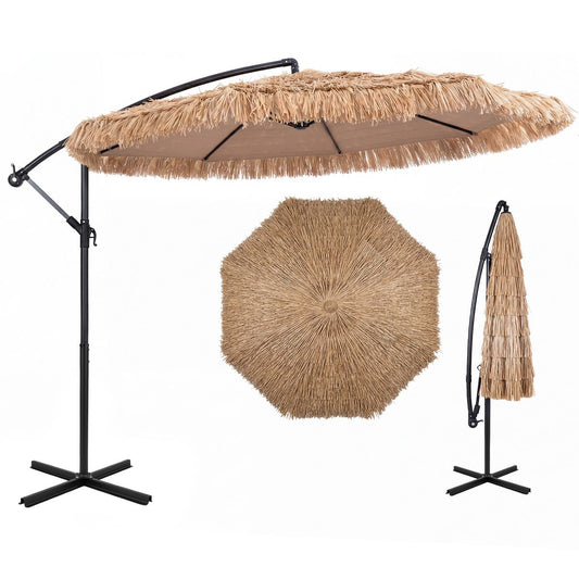 Coast Hawaii-parasol - verstelbaar scharnier - metalen frame met kruisvoet - naturel en zwart - Ø 291 cm