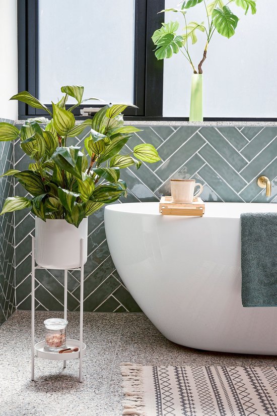 Mica Decorations Colyn Bloempot op Poten - Plantenpot - Bloempot Binnen of Planten Pot - Plantenstandaard van IJzer - H60 x Ø19 cm - Wit