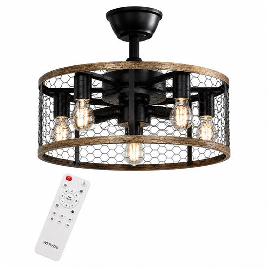 WERYOU® illuminAIR Plafondventilator - Plafonniere - Plafondventilator met Afstandsbediening - Plafondlamp - Plafond ventilator met Verlichting - Ventilator lamp