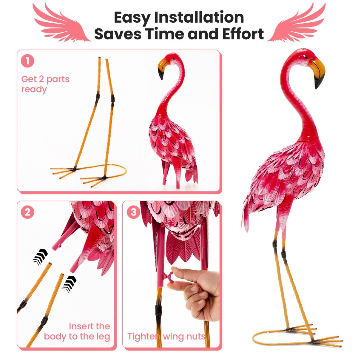 Coast Flamingo tuinbeelden - Set van 2 - Metaal - Roze