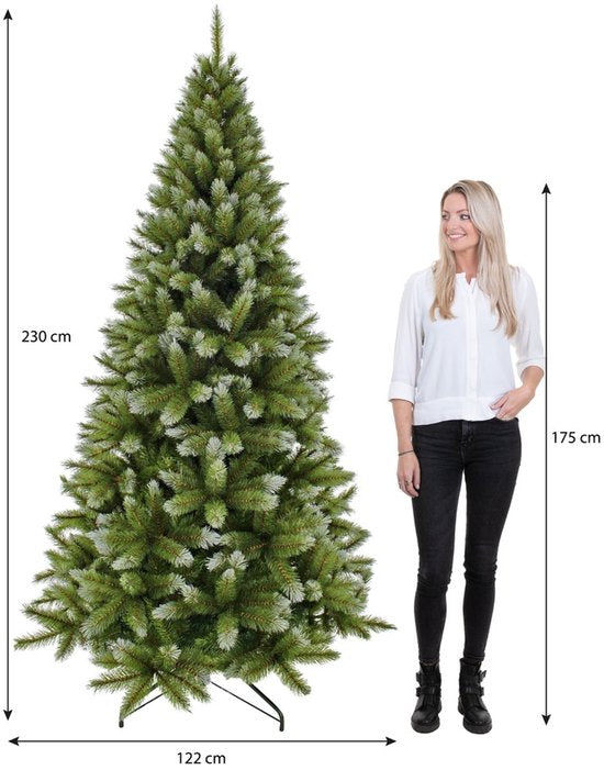 Triumph Tree Pittsburgh Kerstboom - Wit Berijpte Takken met Volle Uitstraling - Kerstversiering voor Binnen - Kunstboom met 940 Takken en Stevige Constructie - 230 x 122 cm - Groen