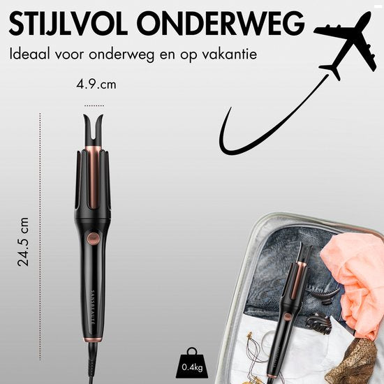 Sansbeauté Automatische Krultang - Keramische Haarkruller - Haarkrultang - Hair Curler - Haarstyler - Wavy Hair - Curling Iron - Krulborstel Roterend - Golvenkrultang - Wave Krultang