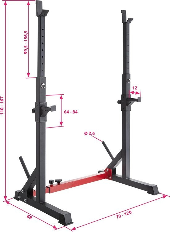 tectake® - squat rek - squat rack - Apollo - zwart / rood - 404236