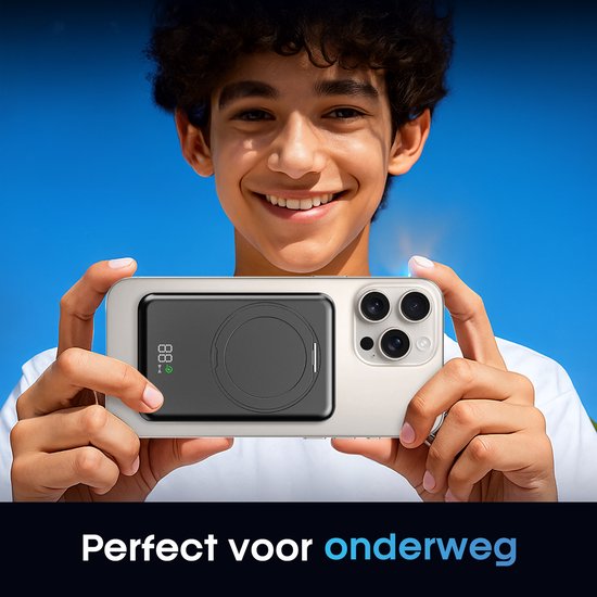 Strolox Powerbank - 12000 mAh - Geschikt voor MagSafe systeem - Draadloze Powerbanks - Snellader - Noodpakket - Met Stand
