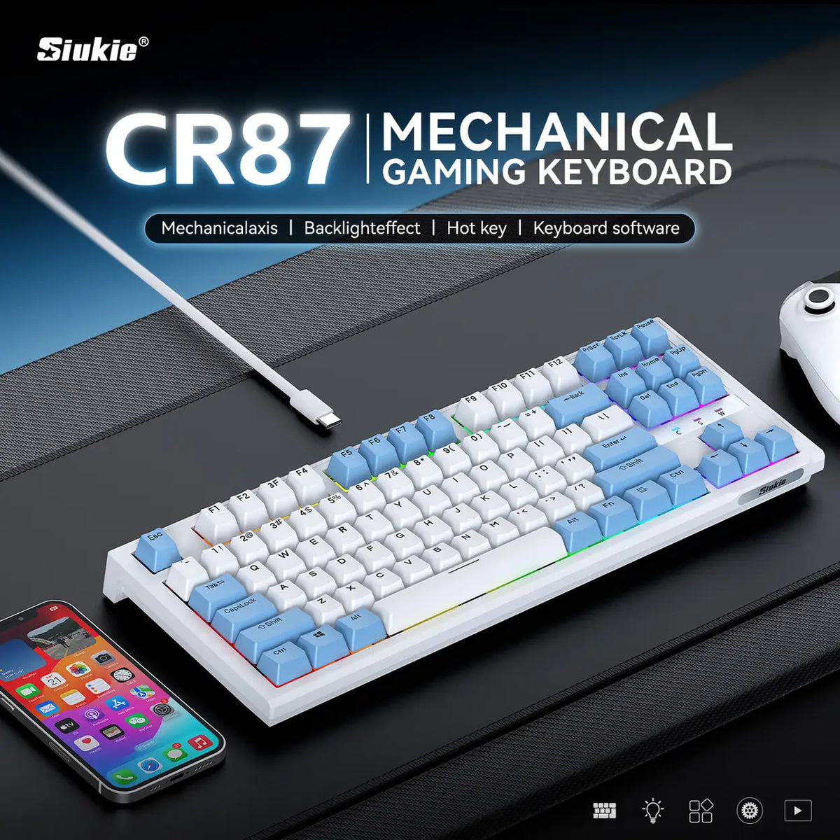 Siukie CR87 Mechanisch Toetsenbord - 87 Toetsen - Verwisselbare Switches