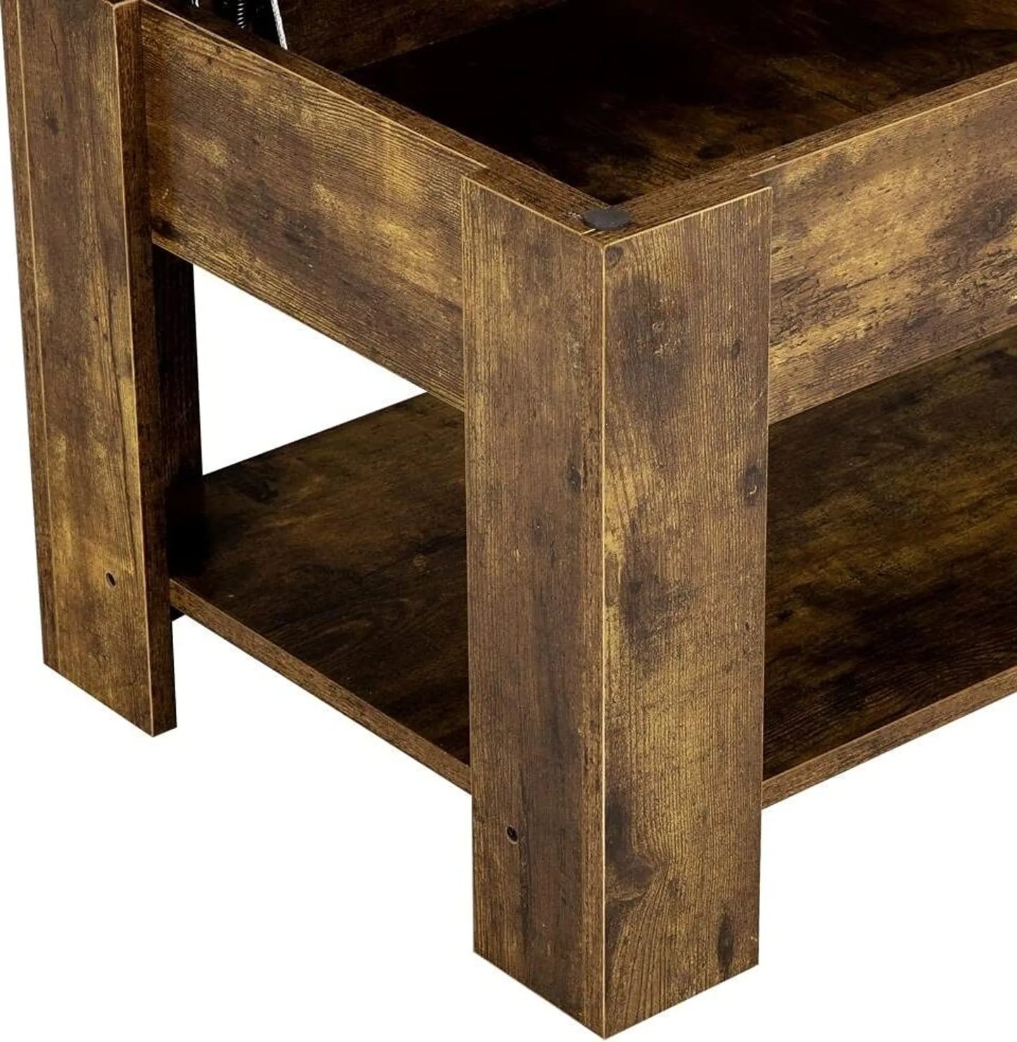 Yaheetech Salontafel Met Lift-Top Functie – Voorzien Van Verborgen Opbergvak En Metalen Mechanisme En Onderste Plank – Voor Woonkamer En Kantoor – Vintage Bruin-zwart Mdf En Metaal – 98 x 50 x 41,8-55 cm