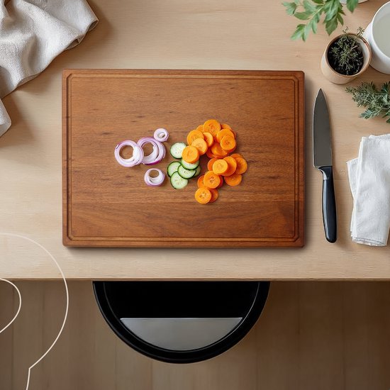 Deleca Walnoot Houten Snijplank - Dubbelzijdig met Sapgeul / Handgrepen - Groot en Dikke Hakblok - Voor Keuken, Duurzame Snijplanken, Serveerplank, Kaasplank, Borrelplank, Tapasplank - Walnoten Hout - Zonder Plastic - 51x38x3.8 cm - 4,32 kg