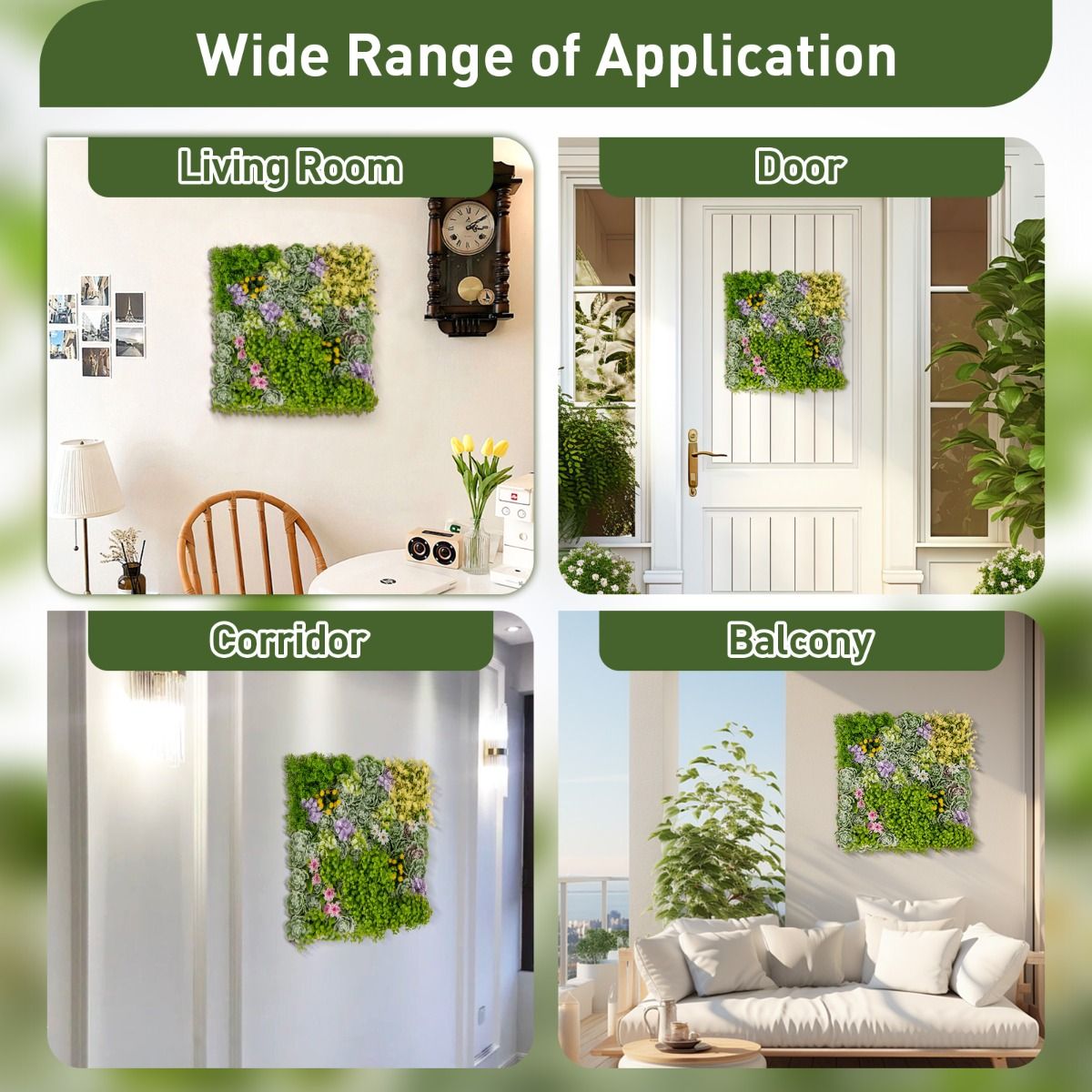 Coast Kunstplanten Wandpanelen - set van 2 - 3D kunsthaag - 10 soorten gemengde planten - 50 x 50 cm - groen en bruin