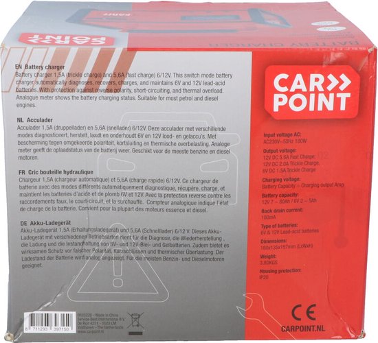 Carpoint Acculader 6-12V | Druppellader voor lood- en gelaccu’s
