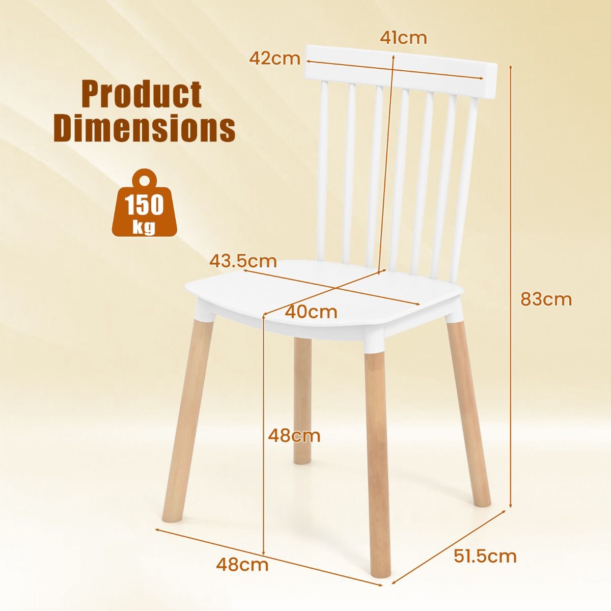 Coast Eetkamerstoelen set van 4 - massief houten poten - antislip voetkussens - zwart/wit