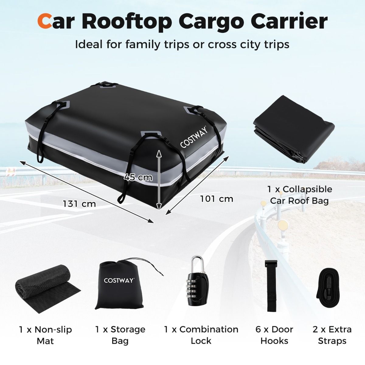 Coast Dakkoffer Auto - 600 L - Waterdicht en Antislip - Grijs