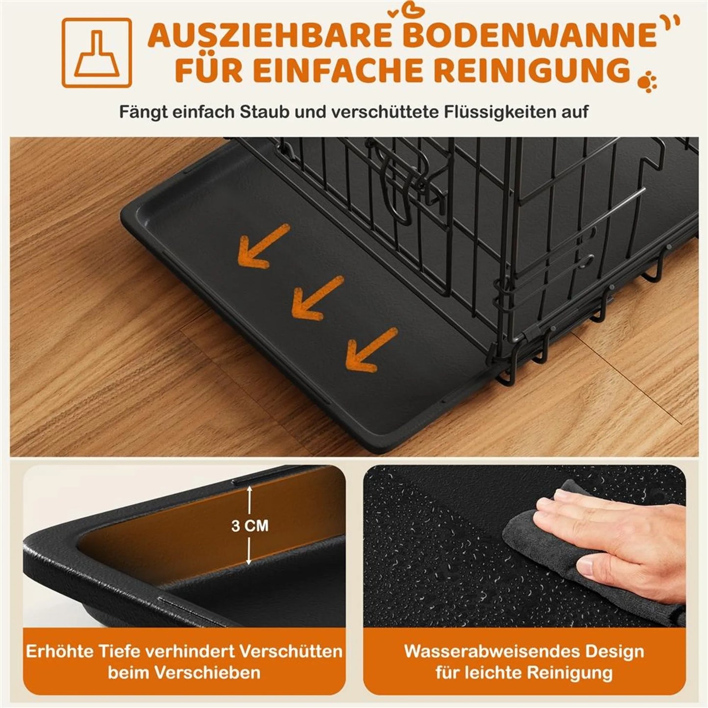 Yaheetech Hondenbench Opvouwbaar Met Tussenschot – Voorzien Van Twee Deuren En Verwijderbare Bodemplaat En Veiligheidsslot – Voor Training En Reis – Zwart Gepoedercoat Metaal – 61,5 x 41,5 x 47 cm