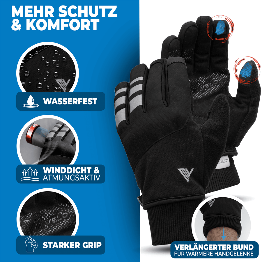 MIVELO THERMO-FIT Winterhandschoenen - Thermisch Fleece & 3M Thinsulate - Zwart - Unisex - Maat S