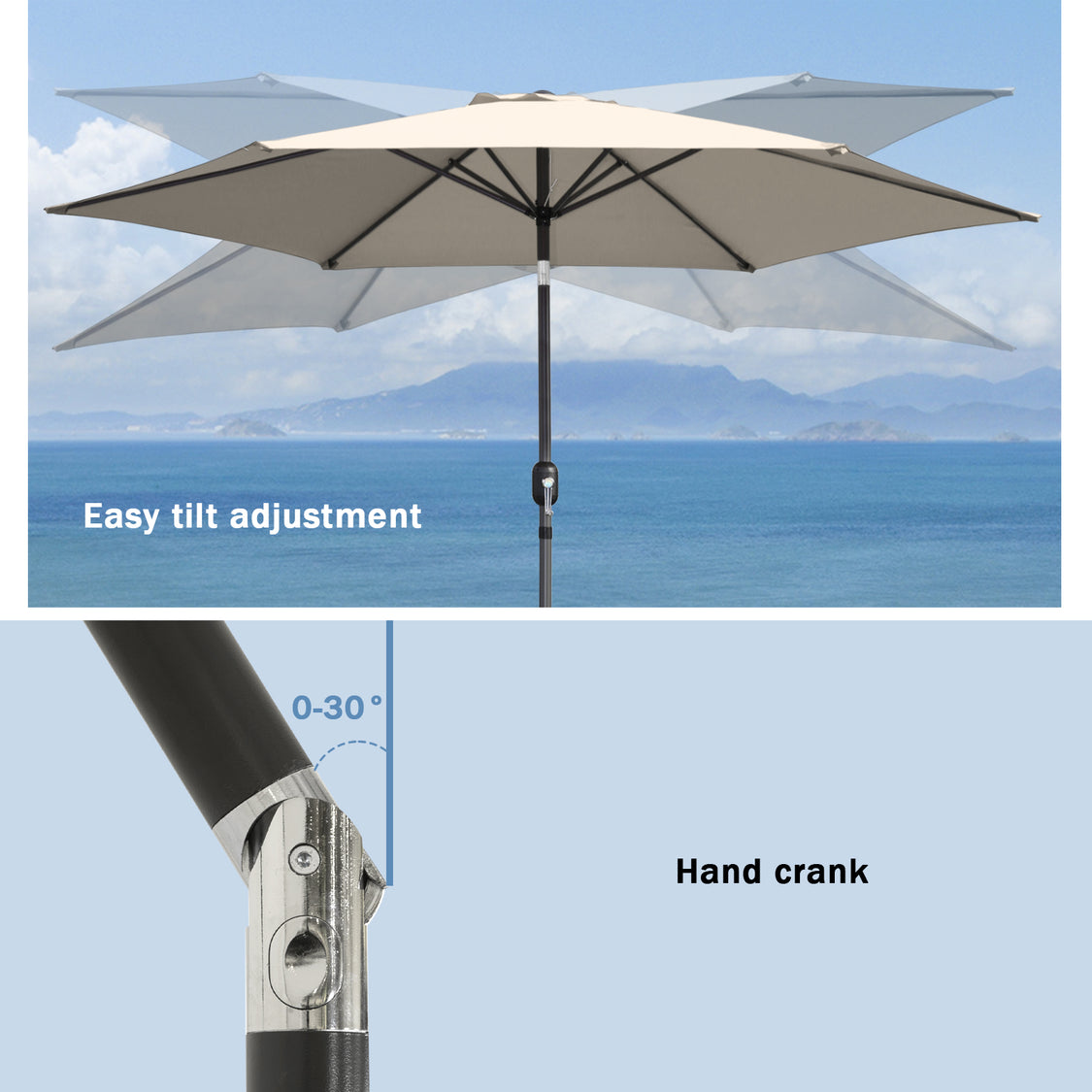 Angel Living Parasol - Ø300 cm - Kantelbaar - Beige