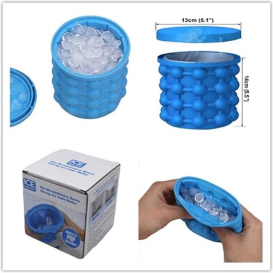 Shop-Story - Ijsemmer/ijsblokjesmachine - Drankenkoeler - 2 in 1 siliconen emmer - Blauw