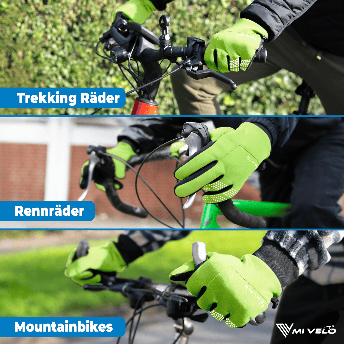 Fietshandschoenen – Overgangshandschoenen – Water- & Winddicht – Touchscreen – Extra Grip – Unisex – Geel – Maat XXL