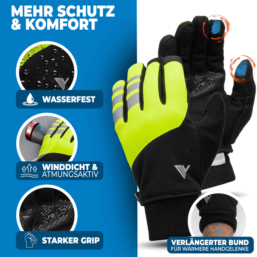 MIVELO THERMO-FIT Winterhandschoenen - Thermisch Fleece & 3M Thinsulate - Geel - Unisex - Maat L
