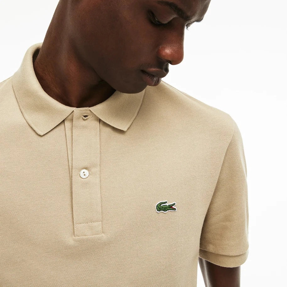 Lacoste Slim Fit Polo Shirt - Korte Mouw - 100% Katoen - Beige - Maat XS