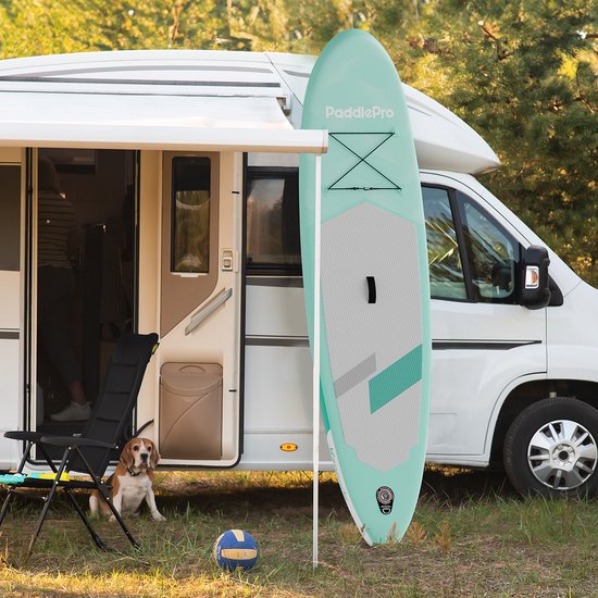 LifeGoods SUP Board - Allround Compact - 100 KG Draagkracht - Opblaasbaar - Compleet SUP pakket - Pastelgroen
