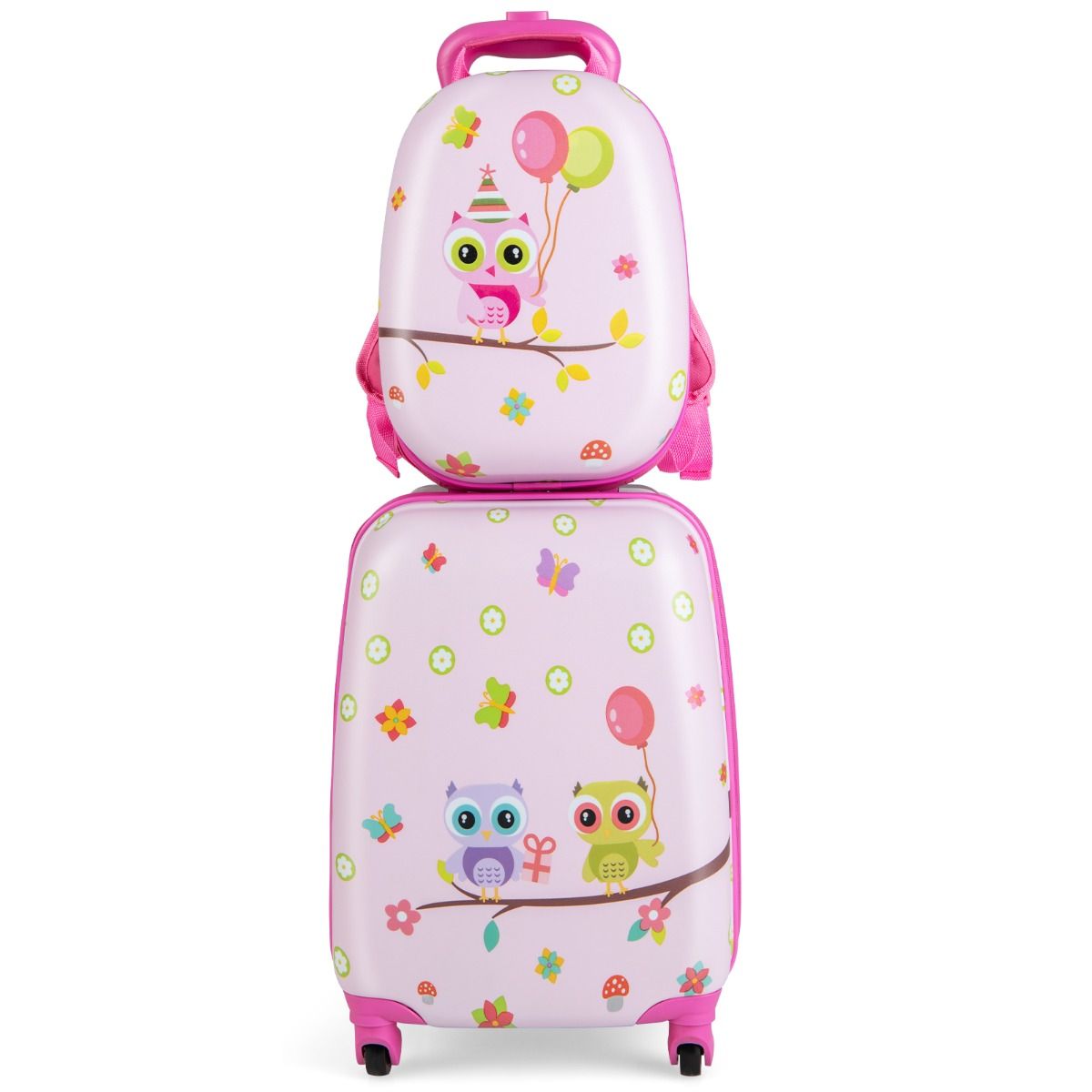 Coast 2-Delige Kinderkofferset - 360° Wielen - 33 x 22 x 41 cm - ABS - Roze