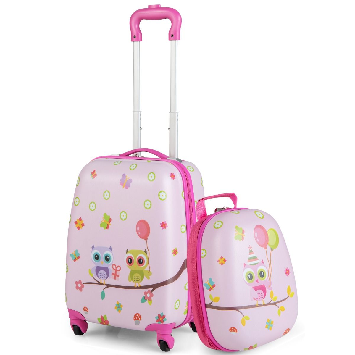 Coast 2-Delige Kinderkofferset - 360° Wielen - 33 x 22 x 41 cm - ABS - Roze