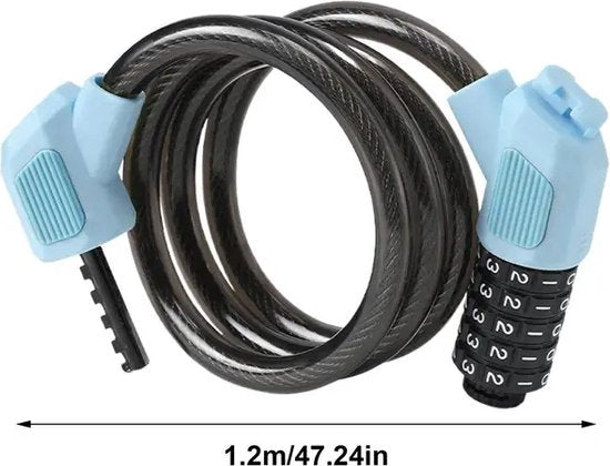 Garpex® Fietsslot Cijferslot - Cijfer Slot Fiets of Electrische Step - Kabelslot Hangslot - Zwart met Beugelbevestiging