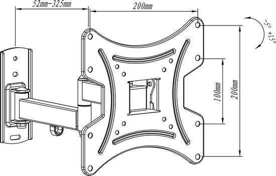 MyWall TV muurbeugel voor 23-42 inch schermen - Full Motion - Tot 25kg - Zwart