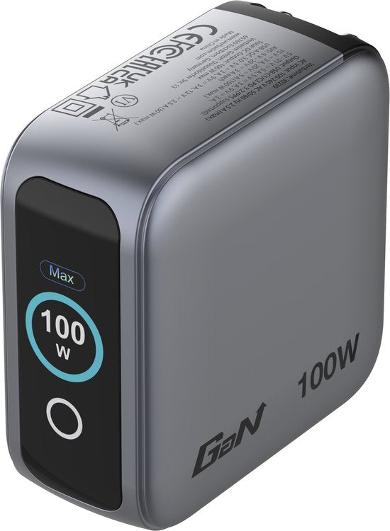 Verbatim Mini Gan-Oplader 100W 2Xusb-C 1Xusb-A Qc Voor Apple Macbook Iphone
