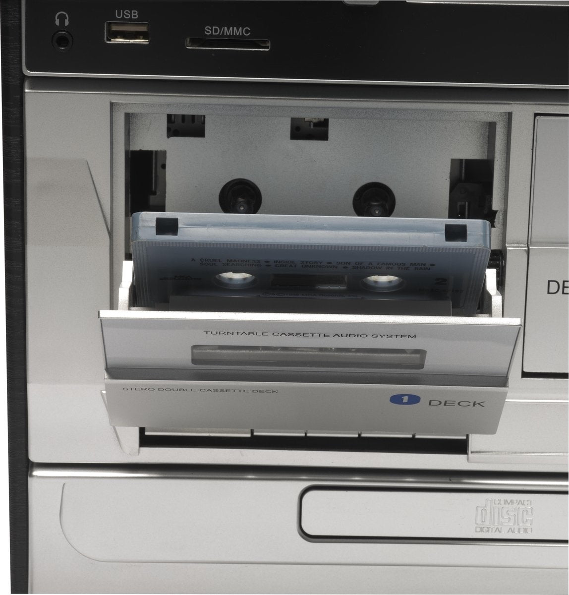 Denver Retro Platenspeler met Speakers - DAB Radio CD Speler - Dubbele Cassette - FM Radio - Hout - MRD166