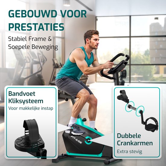 FITAGE Hometrainer - Fitnessfiets met 32 Weerstandsniveaus - Tablethouder voor Bluetooth Kinomap & Zwift - Fiets Lage Instap, Ergonomisch & Stil - Hometrainers Fitness voor Thuis