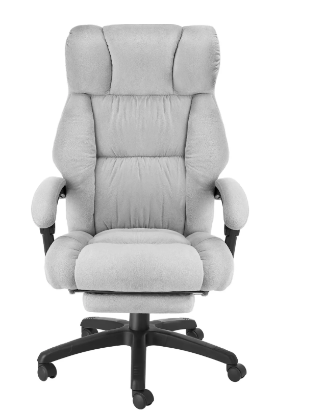 tectake Bureaustoel Jillien met Voetsteun – Ergonomisch – Velours – Grijs