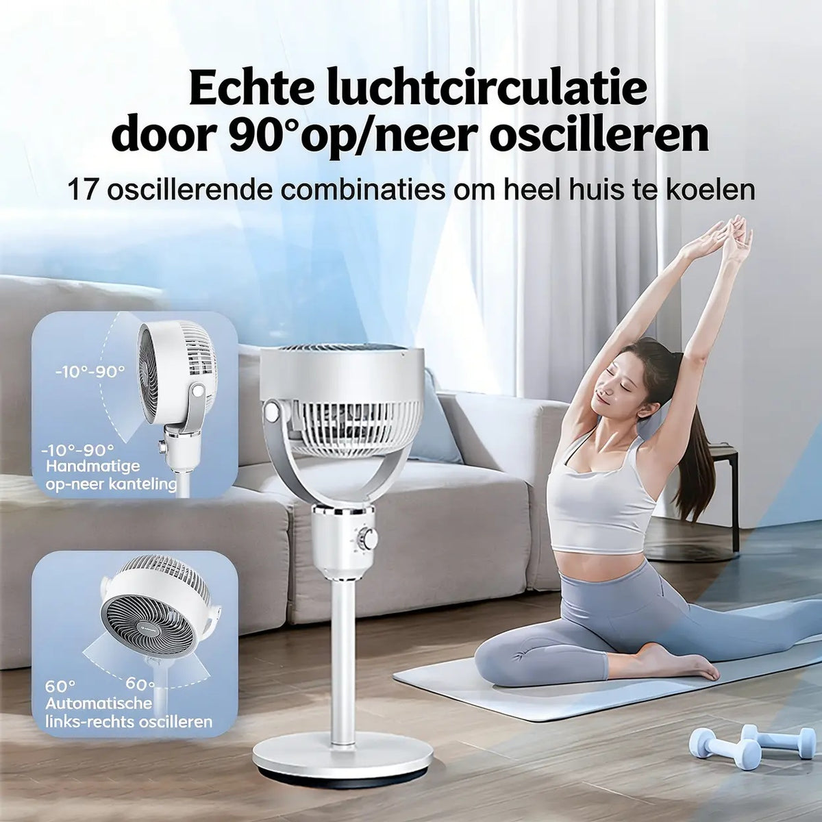 Airmate Luchtcirculatieventilator - Verstelbaar 45–108 cm - 3 Bladen