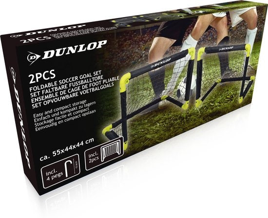 Dunlop Voetbaldoel 50 x 44 x 44 cm - Voetbaldoeltjes Set van 2 - Voetbalgoal Opvouwbaar - Voetbal Goal Makkelijk Opbergen - Voetbal Training Goals voor Kinderen - Kunststof - Zwart/ Geel